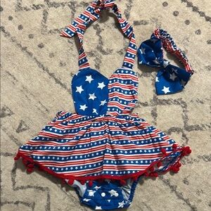 Patriotic Stars and Stripes Baby swimsuit with headband EU Size 70